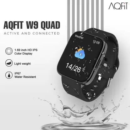 AQFIT W9 Quad 1.69 inch BT Calling with Voice Assistant Smartwatch (Black Strap, Free Size) AQFIT W9 Quad 1.69 inch BT Calling with Voice Assistant Smartwatch (Black Strap, Free Size)